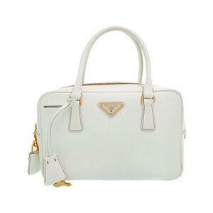 Prada Saffiano Leather Bauletto Bag White